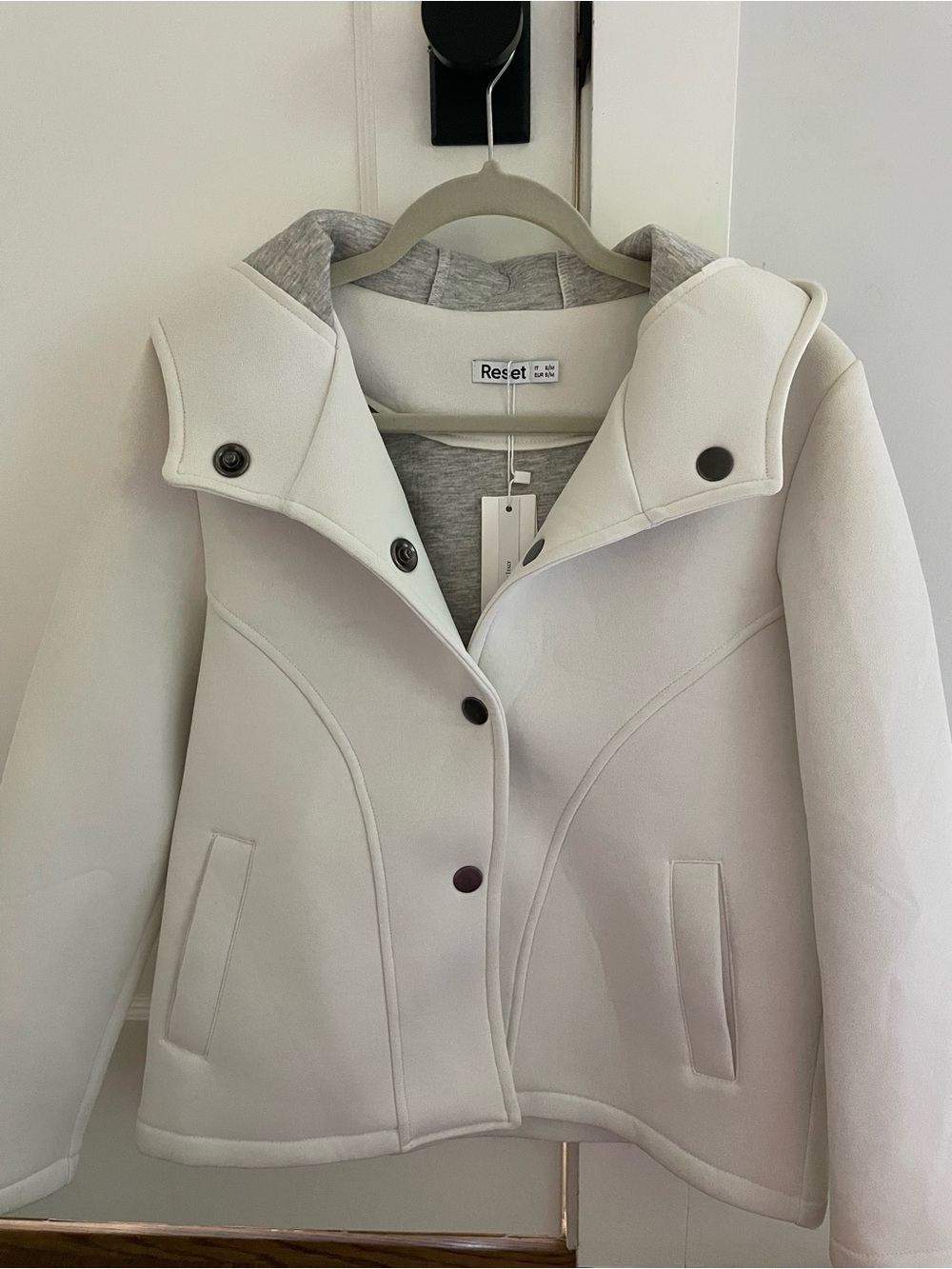 White Hooded Cropped Coat - Women's Jacket